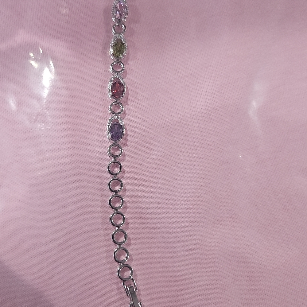 Elegant Silver Multi-Stone Bracelet